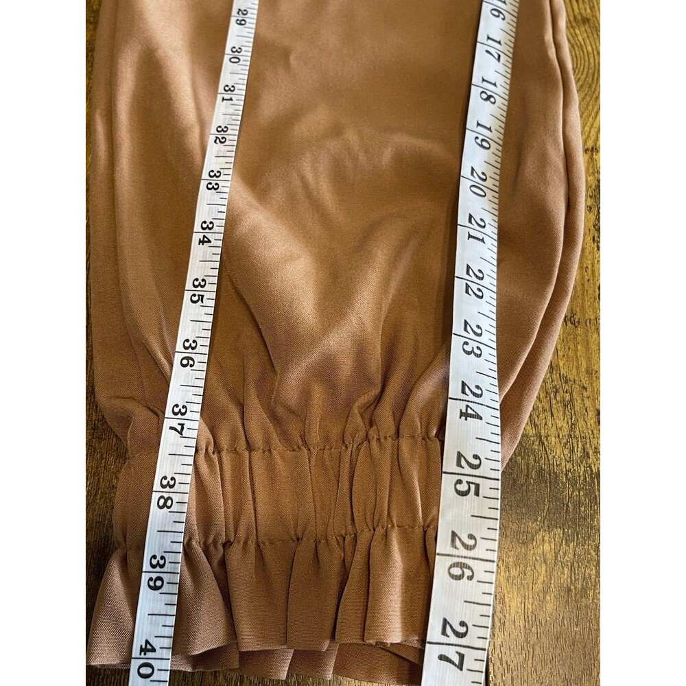 Shein Beige Paperbag Waist Jogger High Rise Pants Large Ruffle Hem Fall Winter - Picture 11 of 12